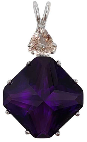 Siberian Purple Quartz Regular Magician Stone™ with Trillion Cut Morganite