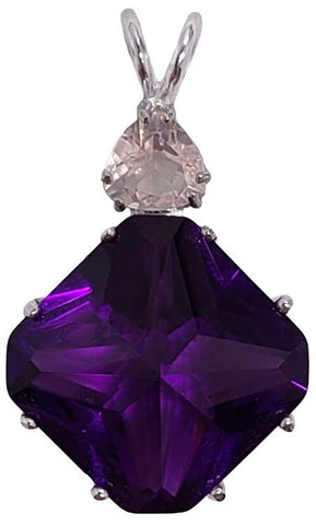 Siberian Purple Quartz Regular Magician Stone™ with Trillion Cut Rose Quartz