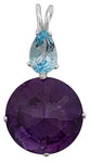 Siberian Purple Quartz Radiant Heart Crystal™ with Pear Cut Blue Topaz