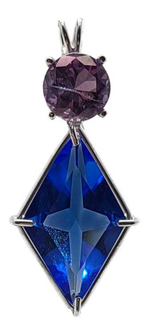 Siberian Blue Quartz Ascension Star™ With Round Cut Amethyst