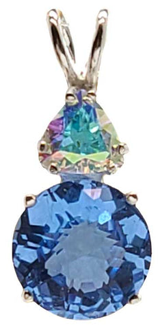 Siberian Blue Quartz Mini Radiant Heart™ with Trillion Cut Mystic Topaz