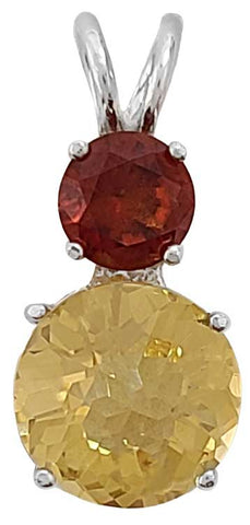 Siberian Gold Quartz Mini Radiant Heart™ with Round Cut Hessonite Garnet