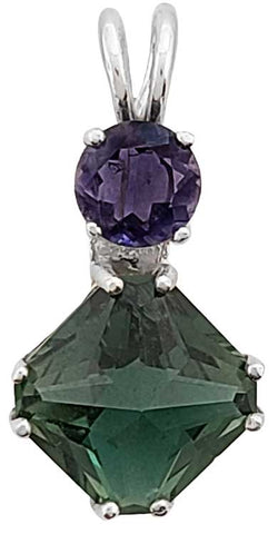 Siberian Green Quartz Mini Magician Stone™ with Round Cut Iolite