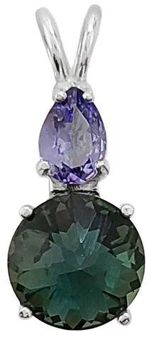 Siberian Green Quartz Mini Radiant Heart™ with Pear Cut Tanzanite