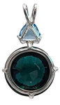 Siberian Green Quartz Radiant Heart Crystal™ With Trillion Cut Tibetan Blue Obsidian