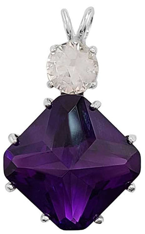 Siberian Purple Quartz Regular Magician Stone™ with Round Danburite