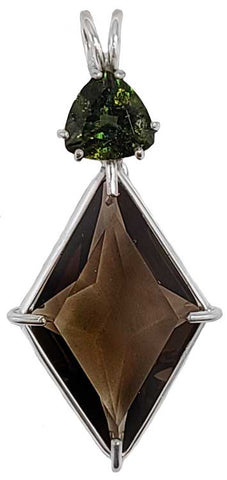 Smokey Quartz Ascension Star™ with Trillion Cut Moldavite