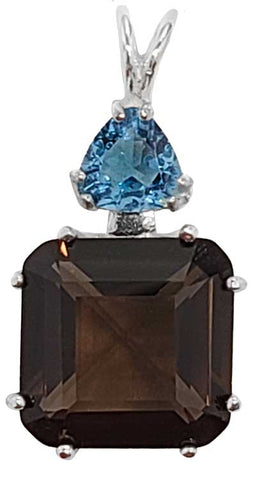 Smokey Quartz Earth Heart Crystal™ with Trillion Cut Tibetan Blue Obsidian