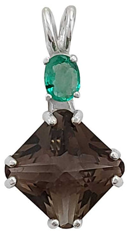 Smokey Quartz Mini Magician Stone™ with Oval Cut Emerald