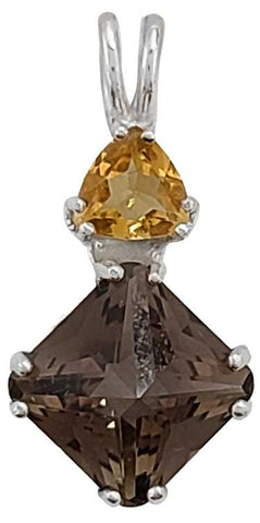 Smokey Quartz Mini Magician Stone™ with Trillion Cut Golden Topaz