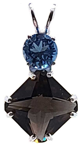 Smokey Quartz Mini Magician Stone™ with Round Cut Tibetan Blue Obsidian