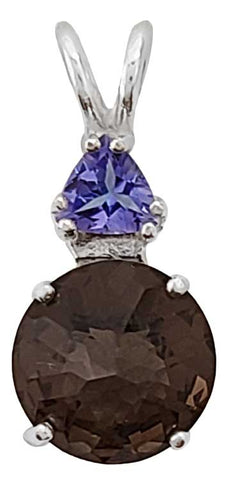 Smokey Quartz Mini Radiant Heart™ with Trillion Cut Tanzanite