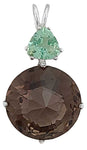 Smokey Quartz Radiant Heart Crystal™ with Trillion Cut Tibetan Green Obsidian