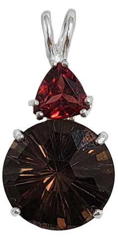 Smokey Quartz Super Nova™ With Trillion Cut Garnet