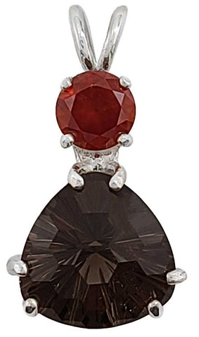 Smokey Quartz Super Nova™ Trillion with Round Cut Hessonite Garnet Special 1