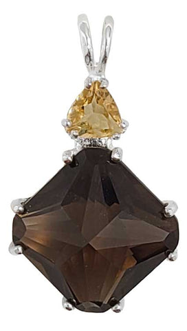 Smokey Quartz Small Magician Stone™ with Trillion Golden Topaz