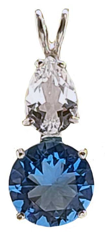 Tibetan Blue Obsidian 10mm With Pear Cut Clear Quartz Special