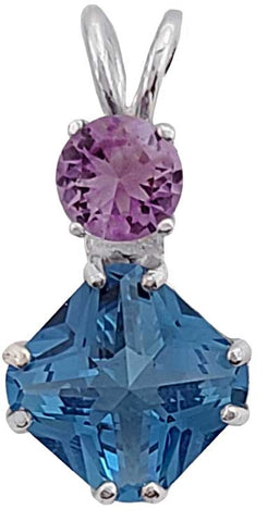 Tibetan Blue Obsidian Mini Magician Stone™ with Round Cut Amethyst