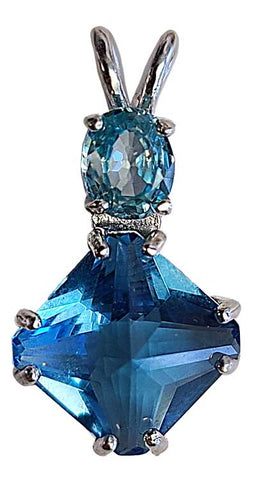 Tibetan Blue Obsidian Mini Magician Stone™ with Oval Cut Blue Zircon