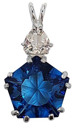 Tibetan Blue Obsidian Star of Venus™ with Trillion Cut Danburite