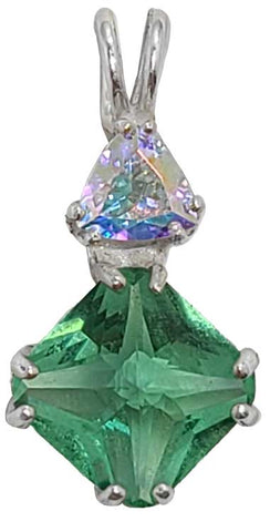 Tibetan Green Obsidian Mini Magician Stone™ with Trillion Cut Mystic Topaz