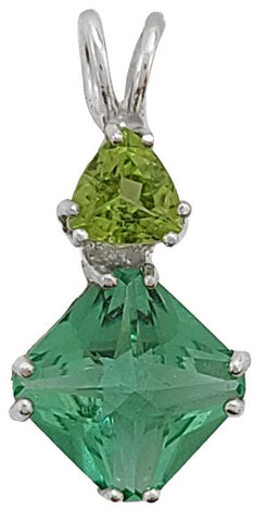 Tibetan Green Obsidian Mini Magician Stone™ with Trillion Cut Peridot
