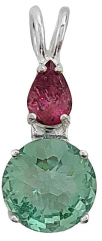Tibetan Green Obsidian Mini Radiant Heart™ with Pear Cut Pink Tourmaline