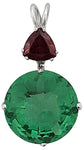 Tibetan Green Obsidian Radiant Heart Crystal™ with Trillion Cut Garnet