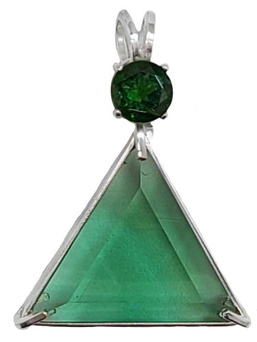 Tibetan Green Obsidian Star of David™ with Round Cut Chrome Diopside