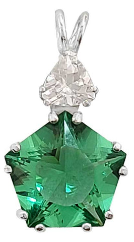 Tibetan Green Obsidian Star of Venus™ with Trillion Cut Danburite