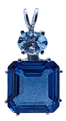 Tibetan Blue Obsidian Earth Heart Crystal™ with Oval Cut Aquamarine