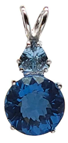 Tibetan Blue Obsidian Mini Radiant Heart™ with Trillion Cut Aquamarine