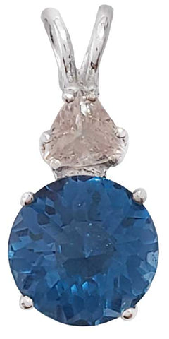 Tibetan Blue Obsidian Mini Radiant Heart™ with Trillion Cut Morganite