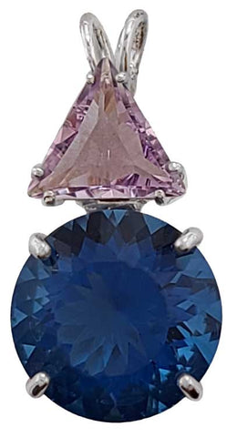 Tibetan Blue Obsidian 15mm with Triangle Cut Amethyst Special