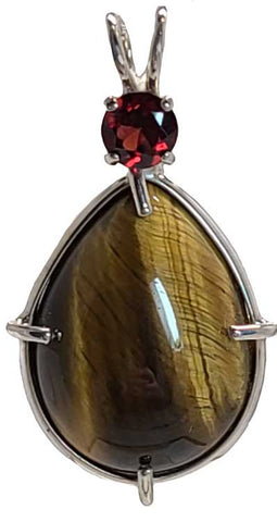 Tigers Eye With Round Cut Garnet Special 2