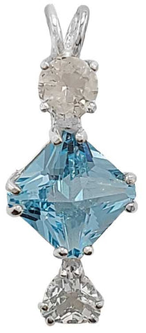 Blue Topaz Mini Magician Stone™ with White Topaz & Aquamarine