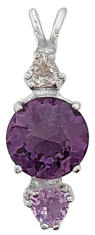 Siberian Purple Quartz Mini Radiant Heart™ with White Topaz & Ruby Lavender Quartz