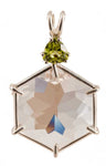 Clear Quartz Flower of Life™ with Trillion Cut Peridot